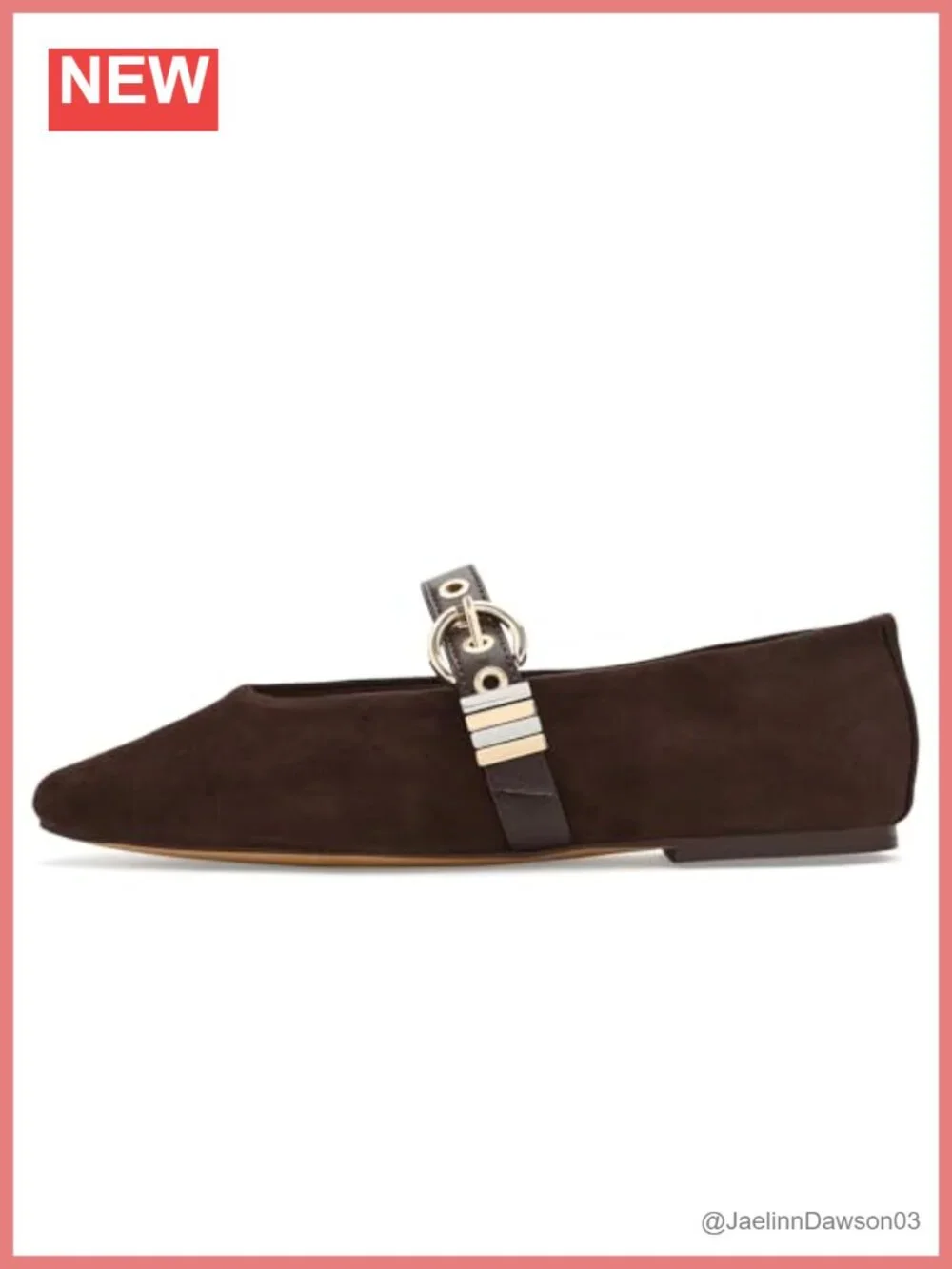 Suede Ballet Flats for Women, Round Toe Slip-On Shoes with Buckle